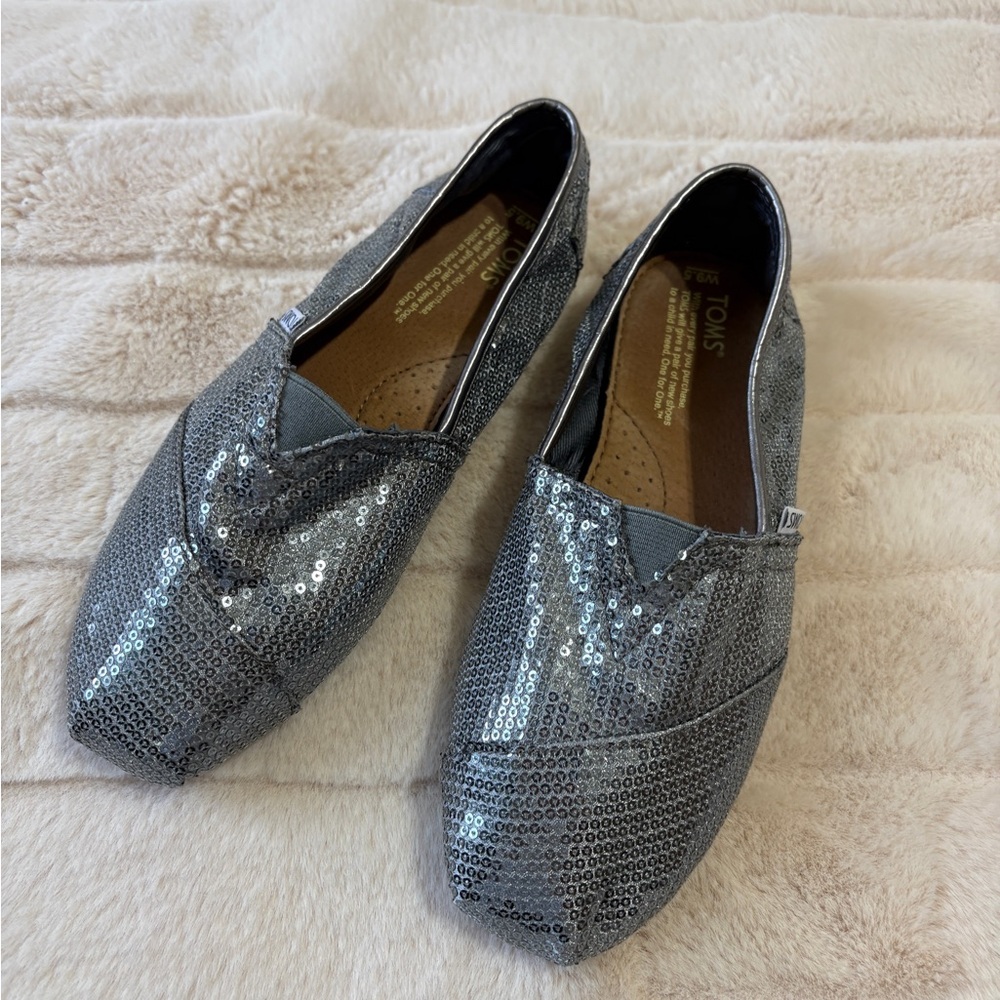 Toms Silver Sequin Flats